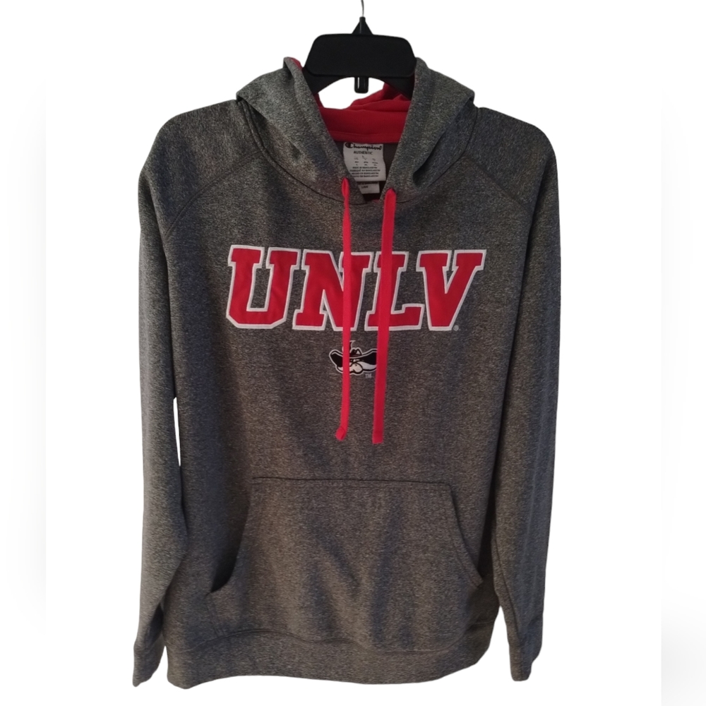 Champion UNLV Rebels Mens Pullover Hoodie Size L Gray Cotton Stretch NCAA